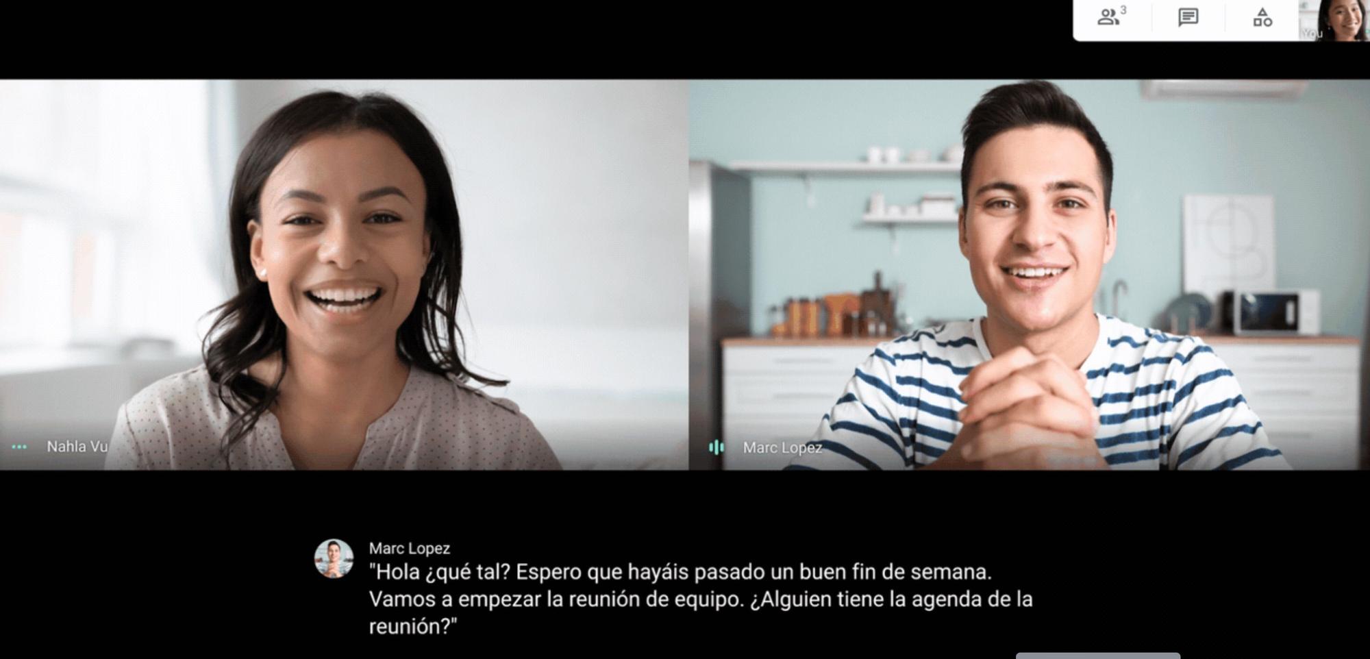 Google Meet ahora con subtítulos en español.