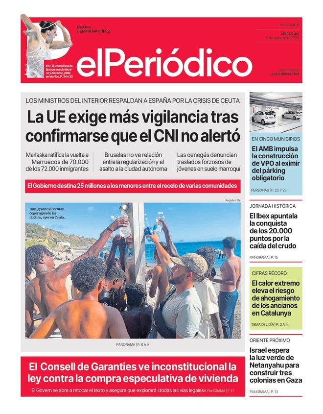 La portada de EL PERIÓDICO del 5 de agosto de 2026