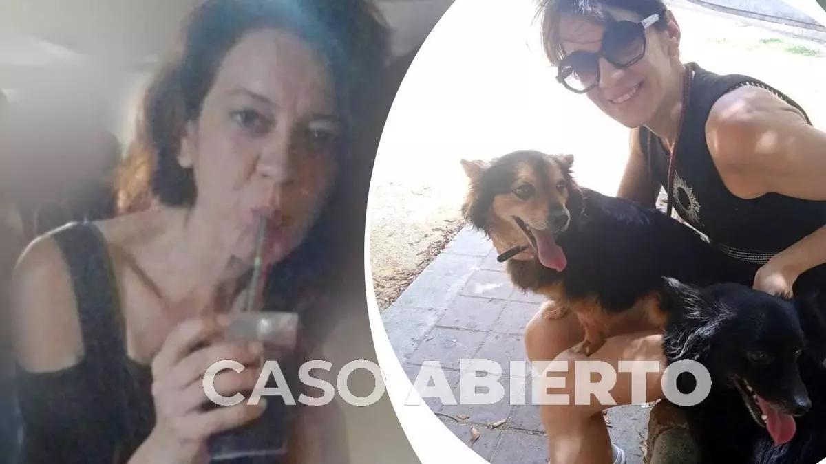 Una foto d'Esther a Tarragona, un mes abans desaparèixer. A la dreta, Ester al costat dels seus gossets Yango i Lola.