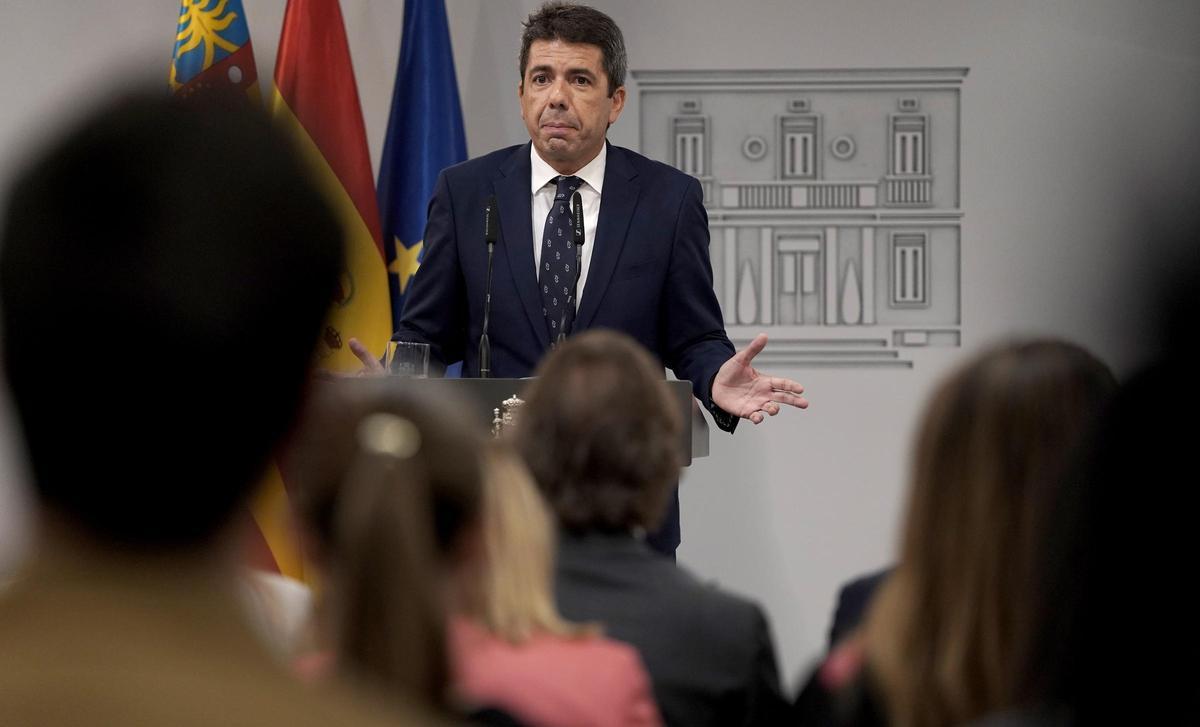 El presidente de la Comunitat Valenciana, Carlos Mazón.durante una rueda de prensa a principios de octubre.