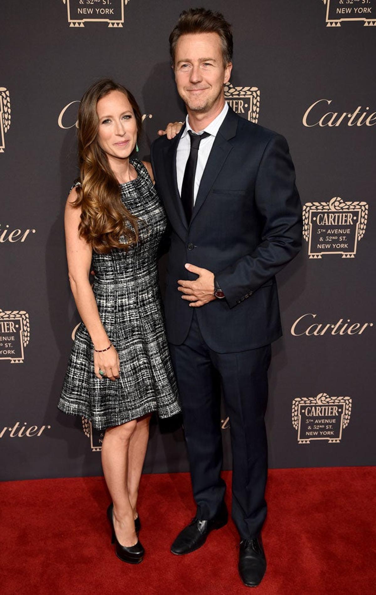 Shauna Robertson y Edward Norton, en la fiesta de reapertura de la Maison Cartier de Nueva York.