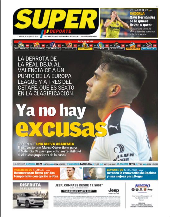 Portada SUPERDEPORTE sábado 11 julio 2020