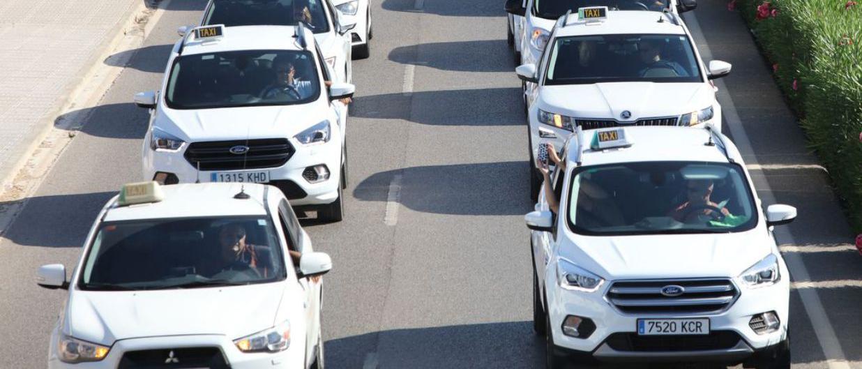 Una protesta anterior de los taxistas de Eivissa.