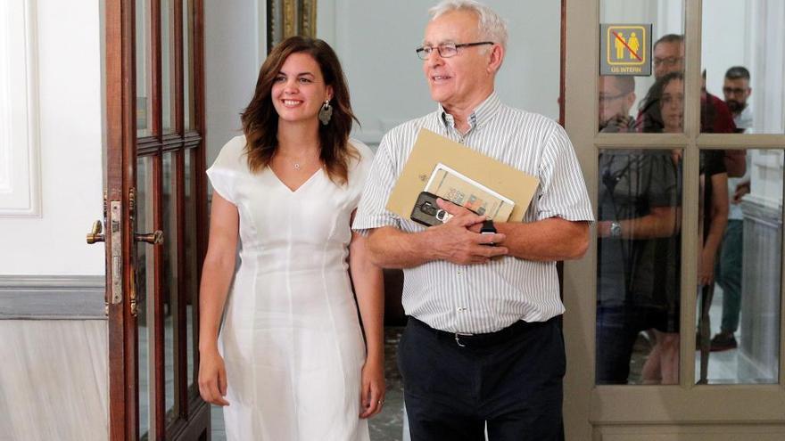 Sandra Gómez y Joan Ribó, hoy en el ayuntamiento.