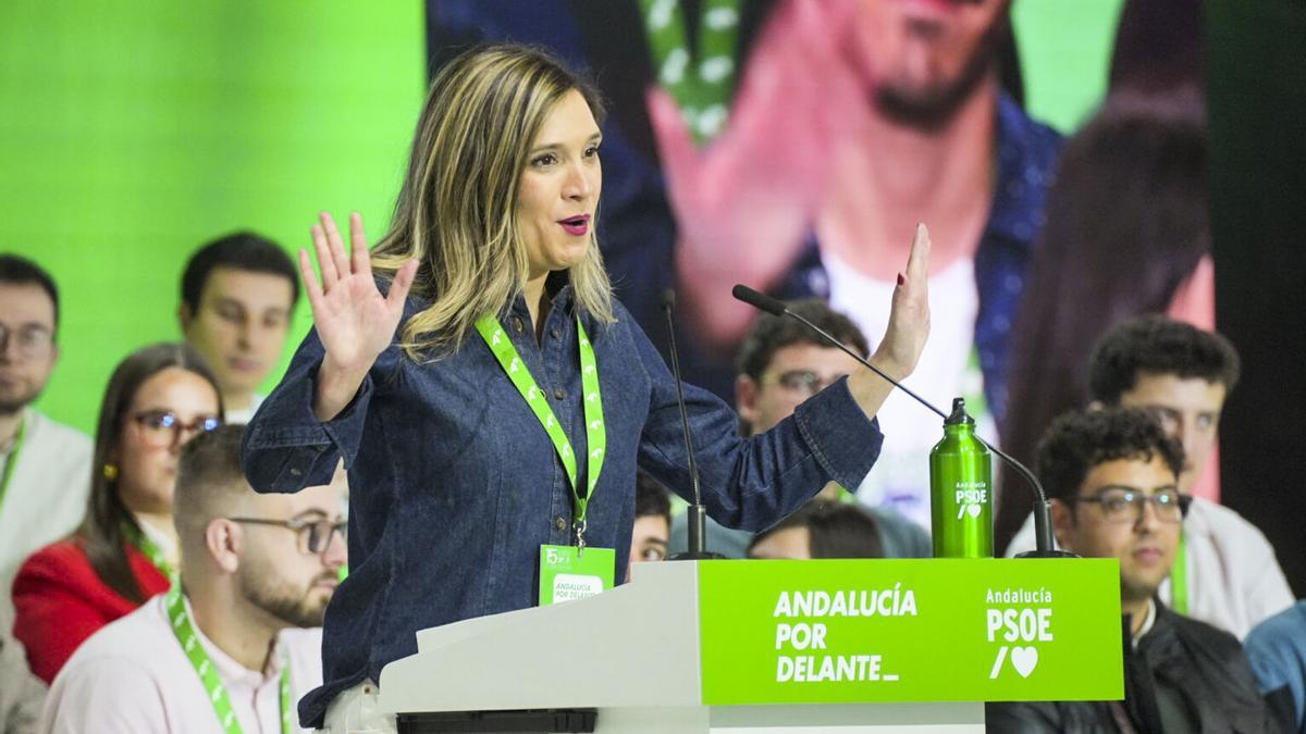 La portavoz del Grupo Parlamentario Socialista, María Márquez, durante la inauguración del XV Congreso del PSOE de Andalucía.