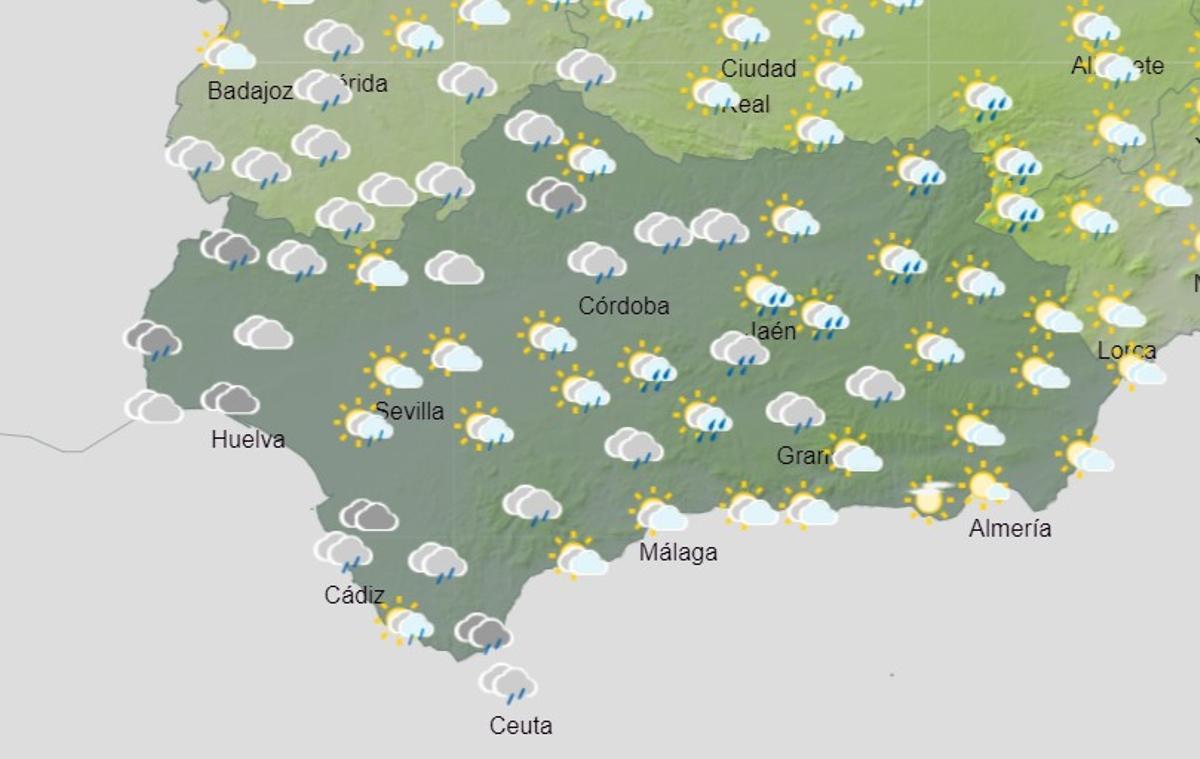 Previsión de Aemet para el jueves de 06.00 a 12.00 horas.