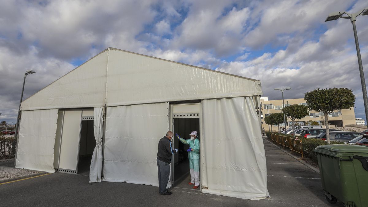 One of the PCR test tents. One of the PCR test tents.