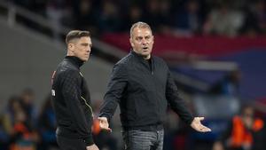 Hansi Flick, técnico del Barça, durante el triunfo de su equipo frente al Mallorca.