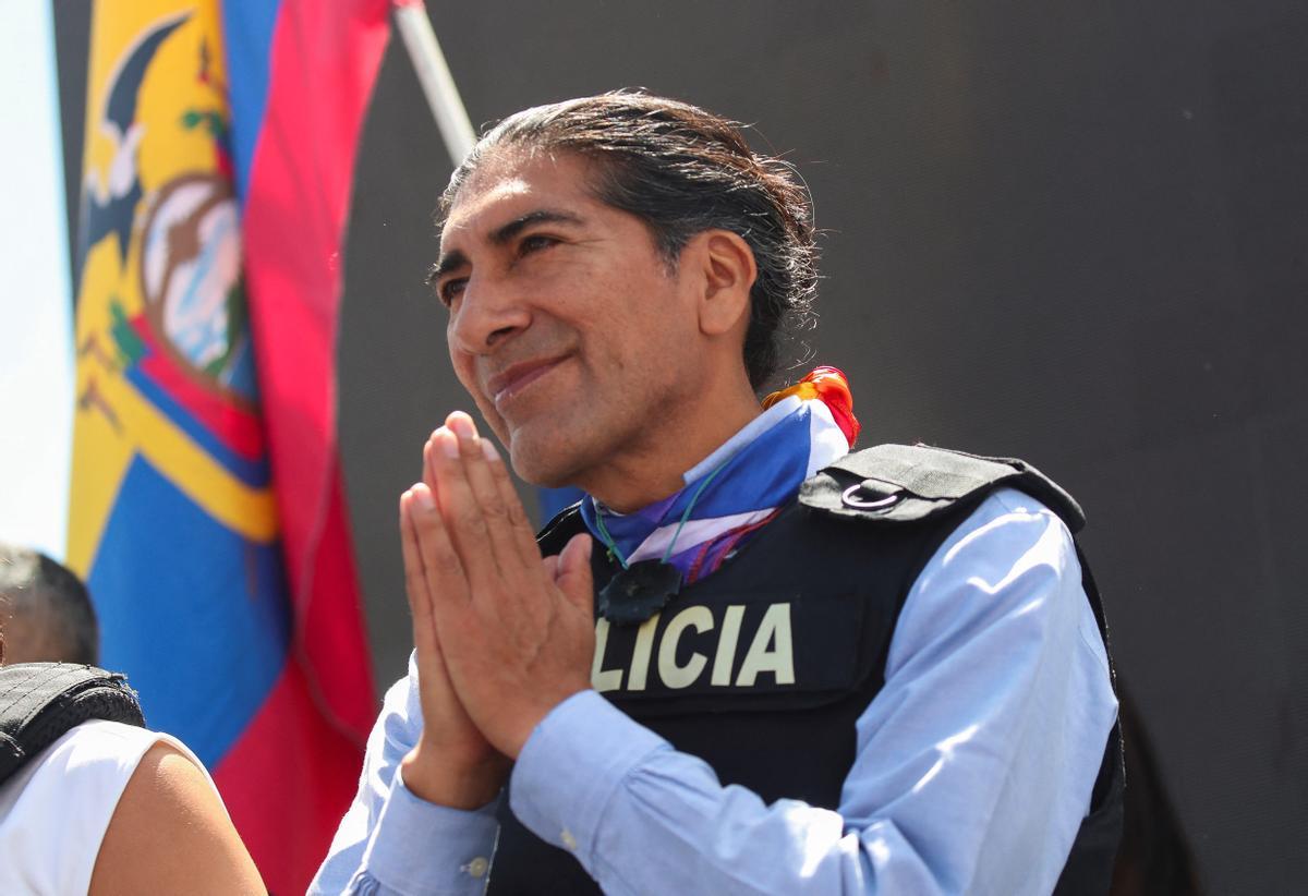 El ambientalista Yaku Pérez, durante su último mitin en Quito.