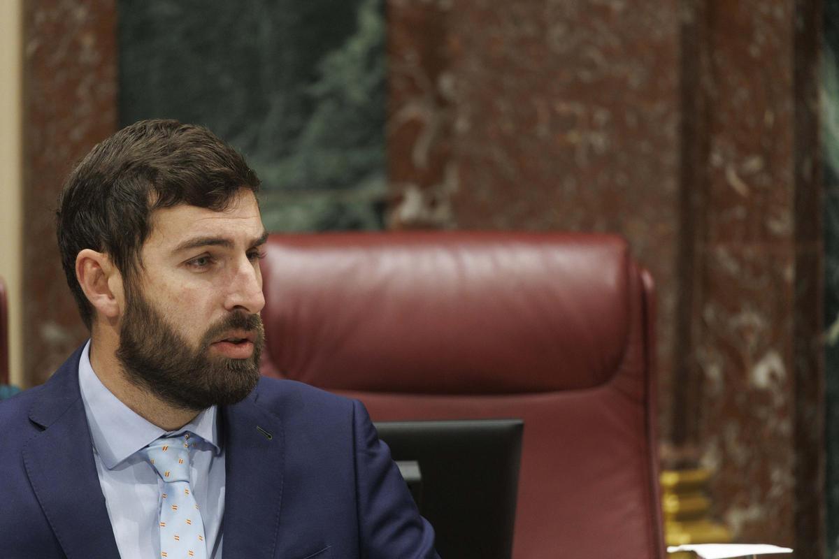 El portavoz de Vox en la Asamblea Regional, José Ángel Antelo, defendió una moción en la Asamblea este mismo miércoles.