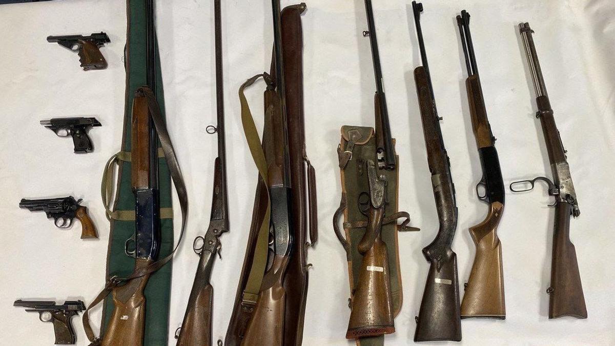 Armas de fuego en propiedad del detenido.