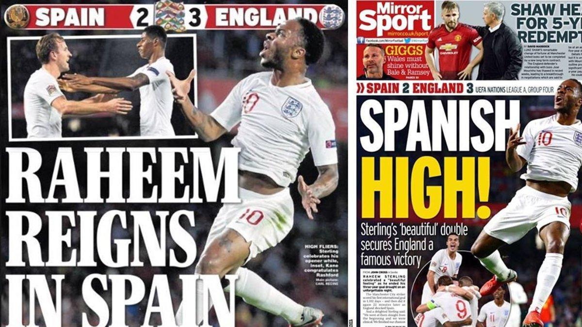 Sterling destacó en las portadas de la prensa inglesa