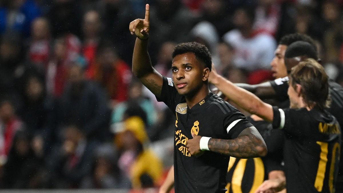 Rodrygo celebrando ante el Sporting Braga