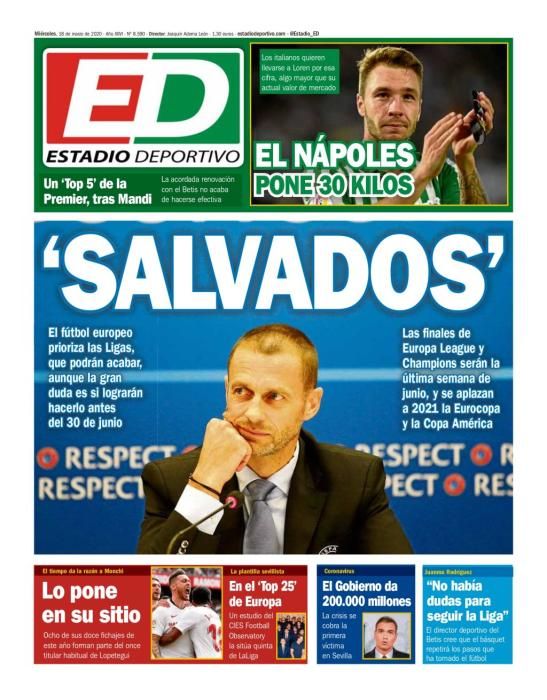 Portada ESTADIO DEPORTIVO viernes 20 marzo 2020