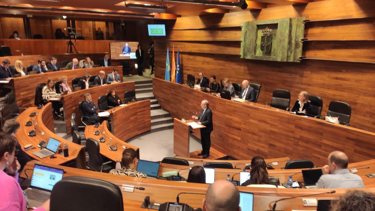 Un momento de la sesión plenaria en el parlamento asturiano