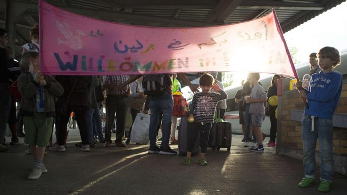 Manifestación en Berlín en apoyo a los refugiados.