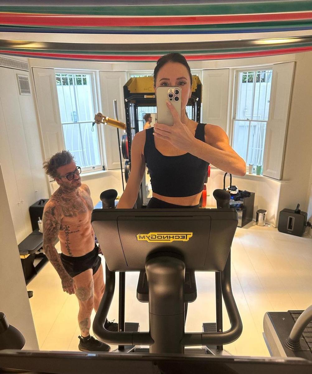 Victoria Beckham en la elíptica