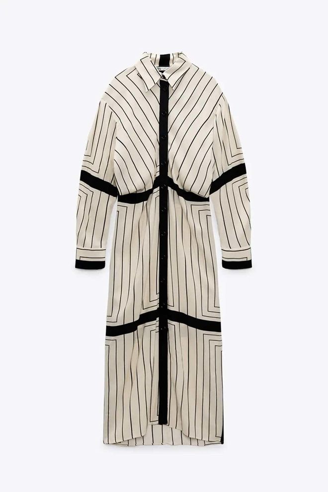 Vestido camisero de rayas de Zara