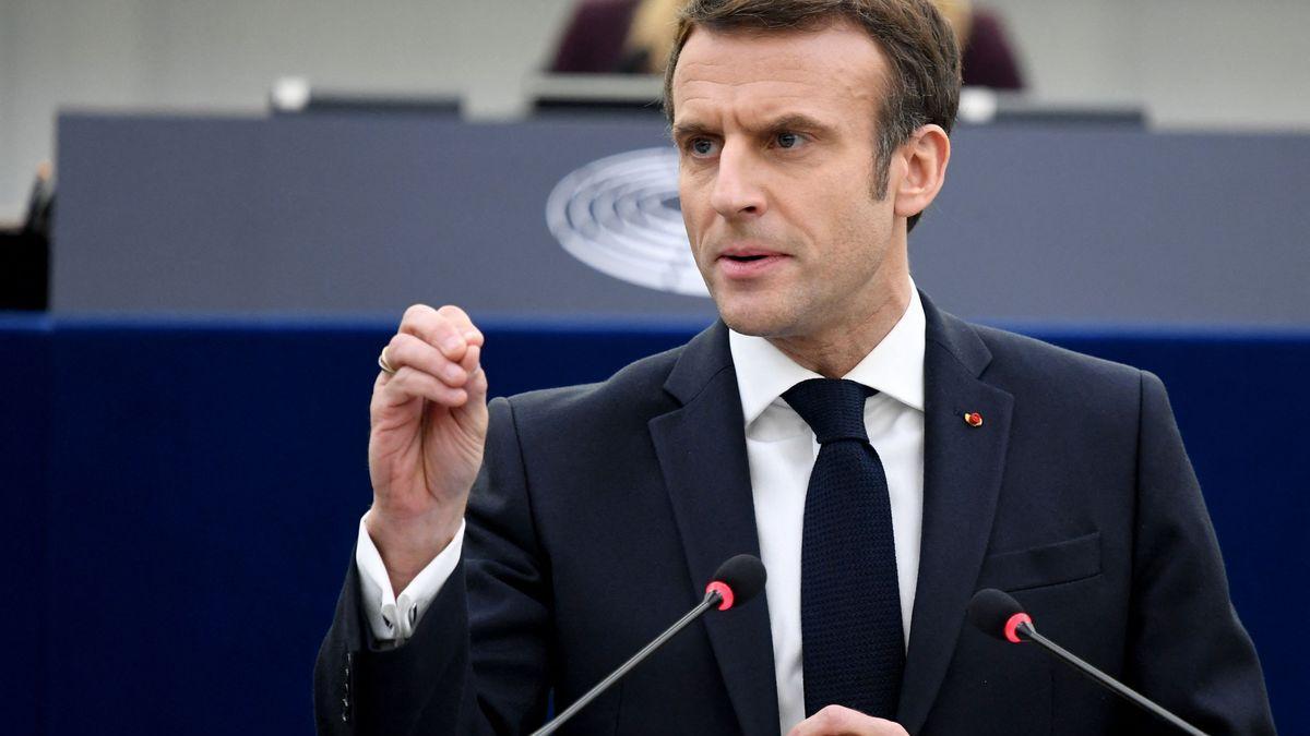 El presidente francés, Emmanuel Macron, durante su intervención en el Parlamento de Estrasburgo.
