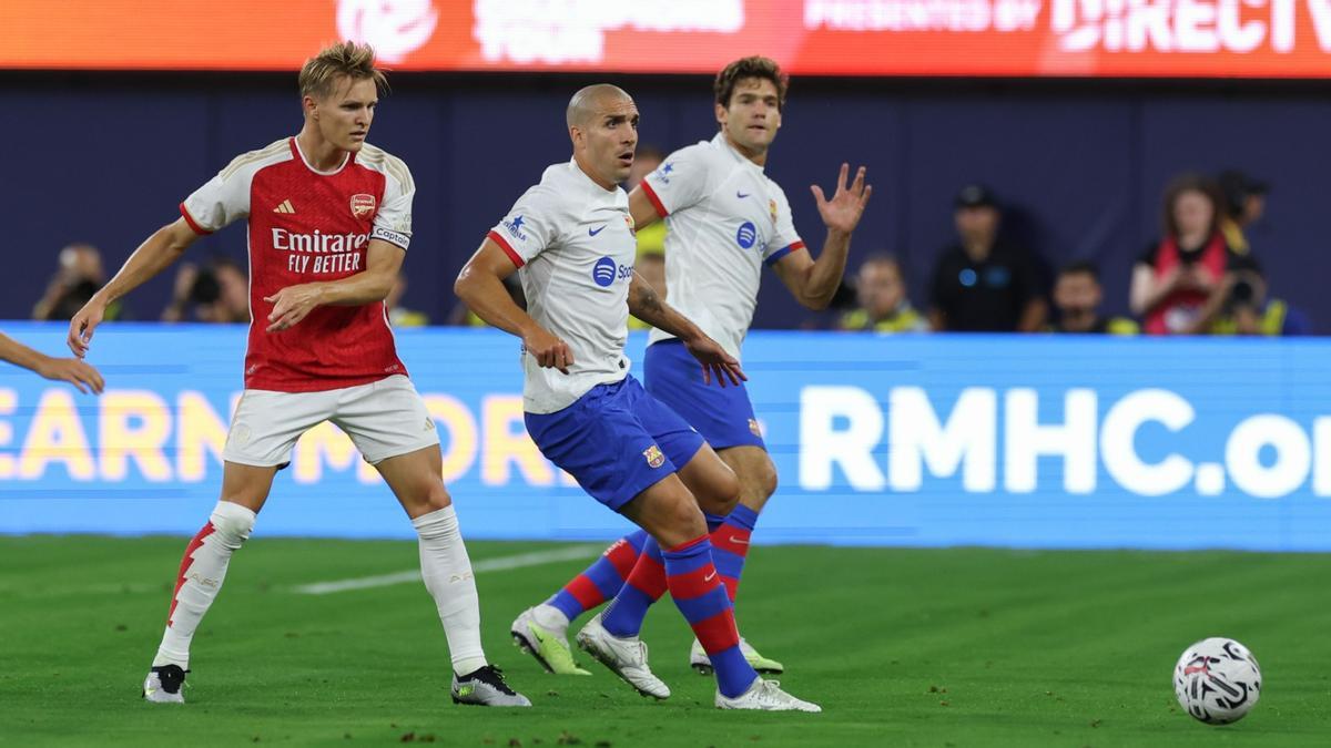 Oriol Romeu, en su debut con la camiseta del Barça