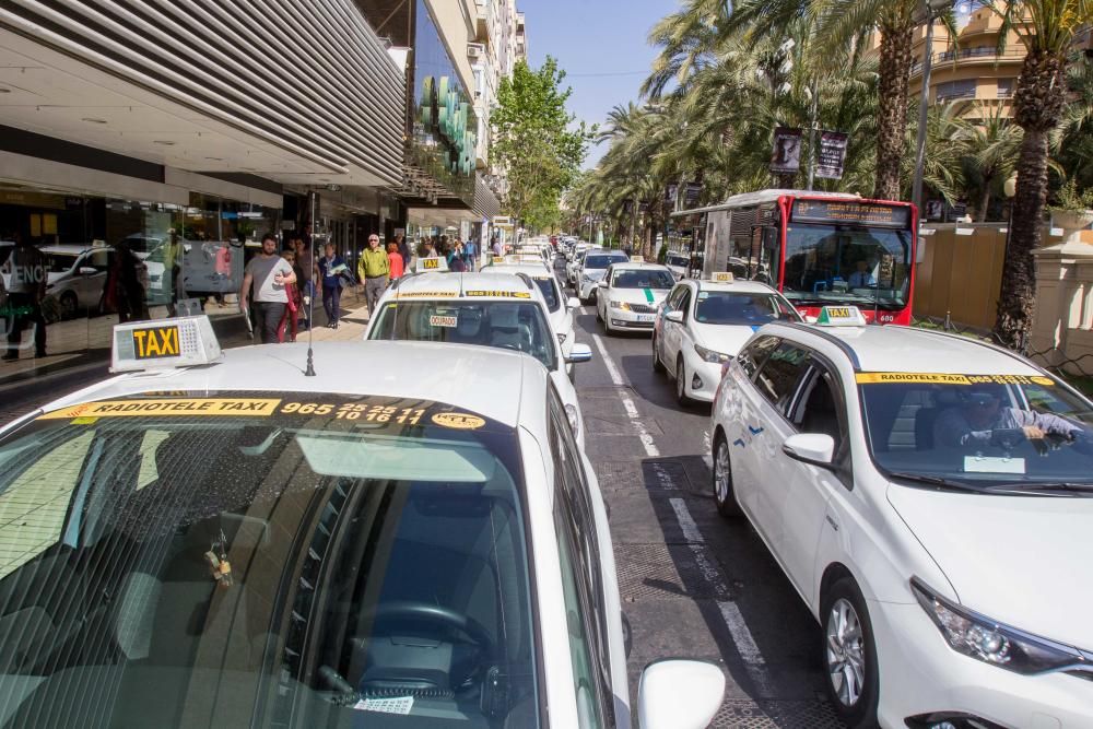 Atascos en Alicante por la huelga de taxis