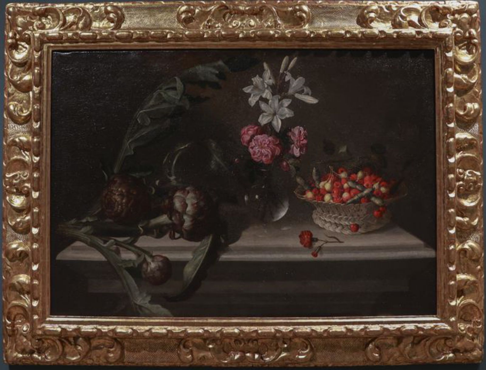 «Bodegón con alcachofas, florero de cristal y cesta de frutas» (h. 1660), de Bernardo Polo. | Irma Collín