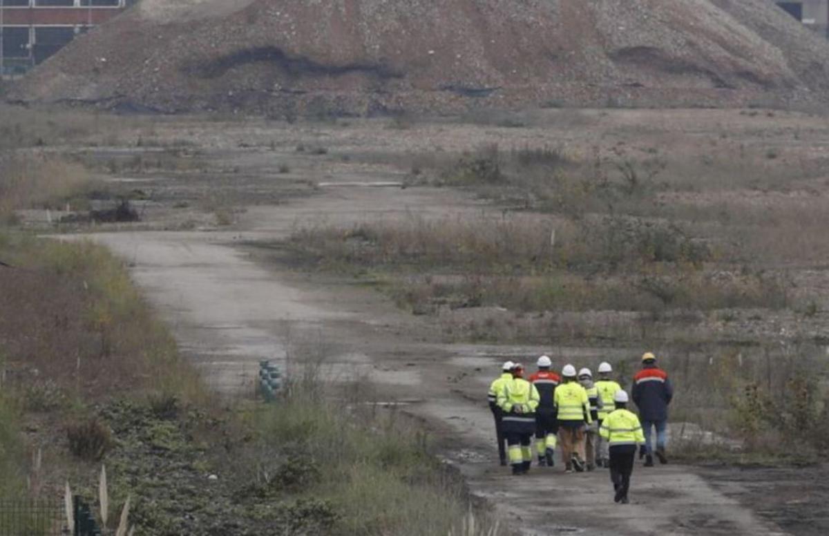 Personal del Puerto durante una visita a los terrenos de Baterías, el pasado 15 de diciembre. | MARA VILLAMUZA