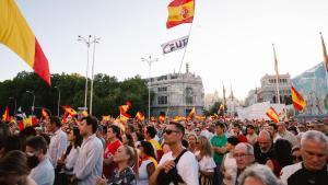 Manifestantes reunidos este miércoles en Cibeles en apoyo a Ceuta.