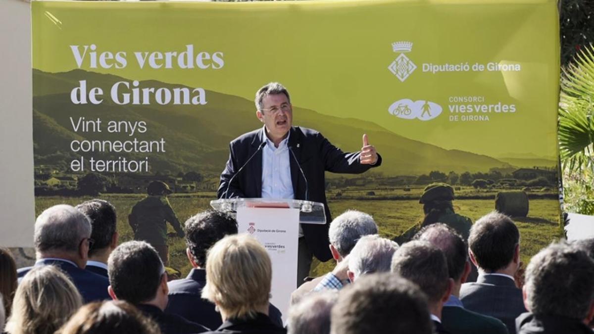 Discurs de Miquel Noguer, president de la Diputació de Girona, durant la jornada.