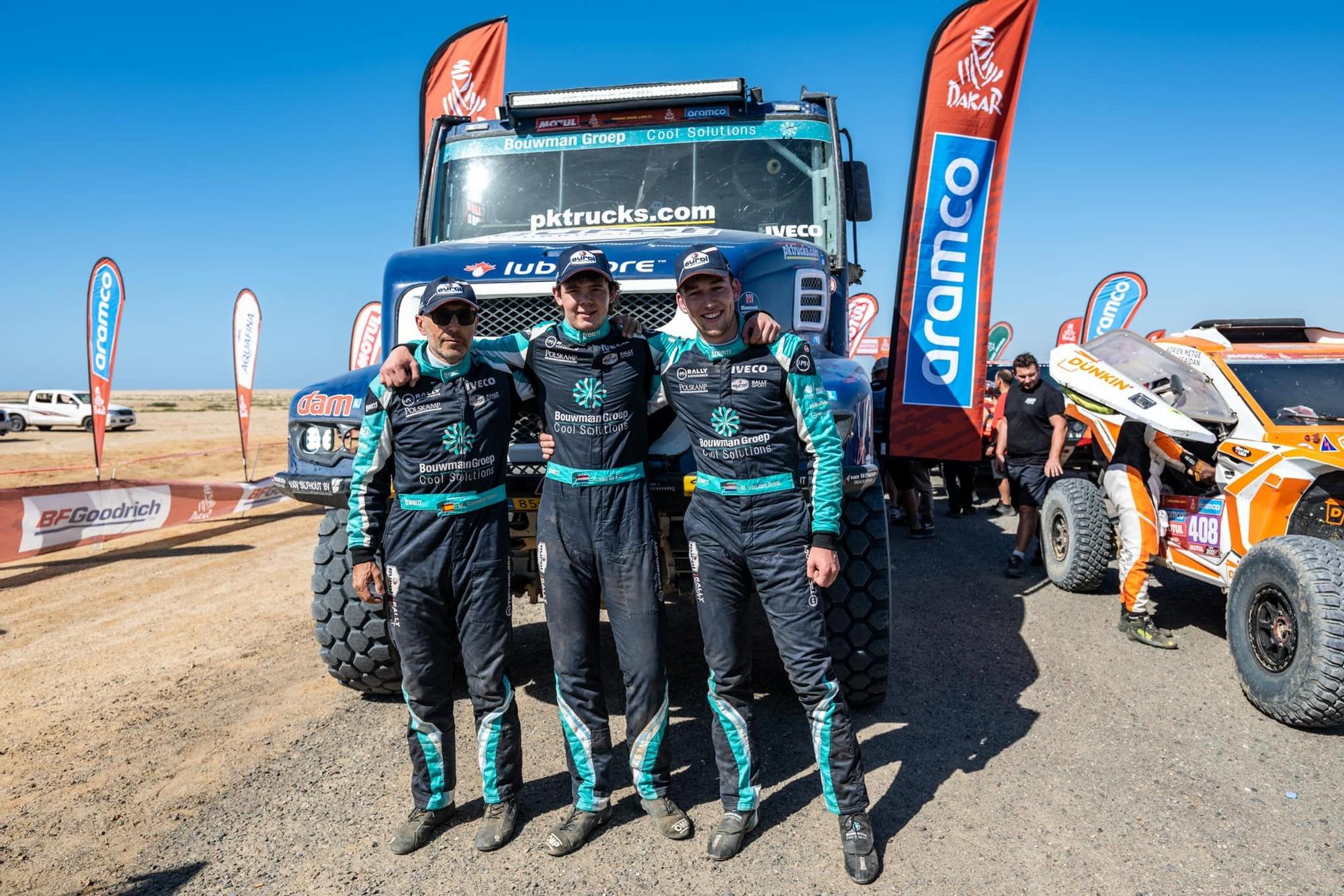 Imatges de l'arribada de Moi Torrallardona, en el camió Iveco Eurol que ha quedat tercer en el Dakar 2024