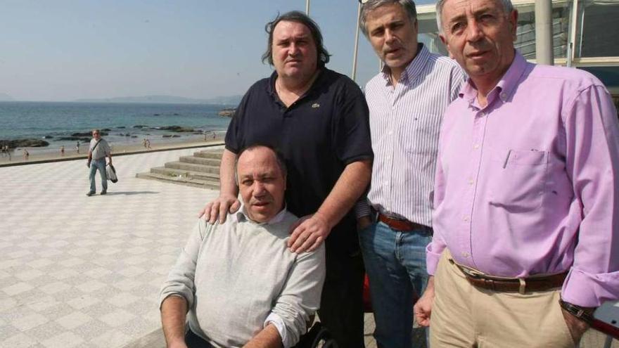 Pablo Beiro, Paco Araújo, Javier Rodríguez y Guillermo Touza, juntos en Samil. // J. de Arcos