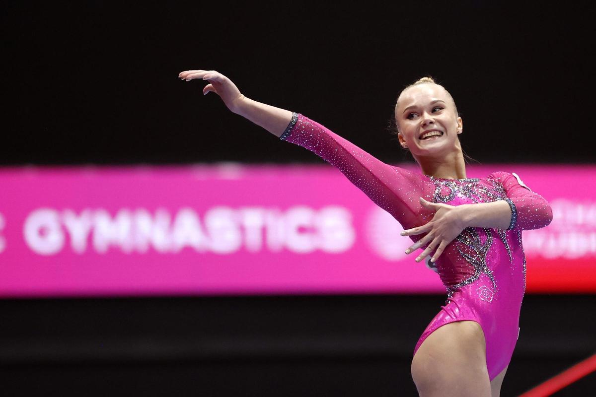La medallista olímpica rusa Angelina Melnikova durante el Mundial de 2021 en Japón.