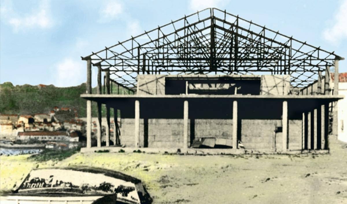 A construción da Casa da Cultura durante o ano 1986.