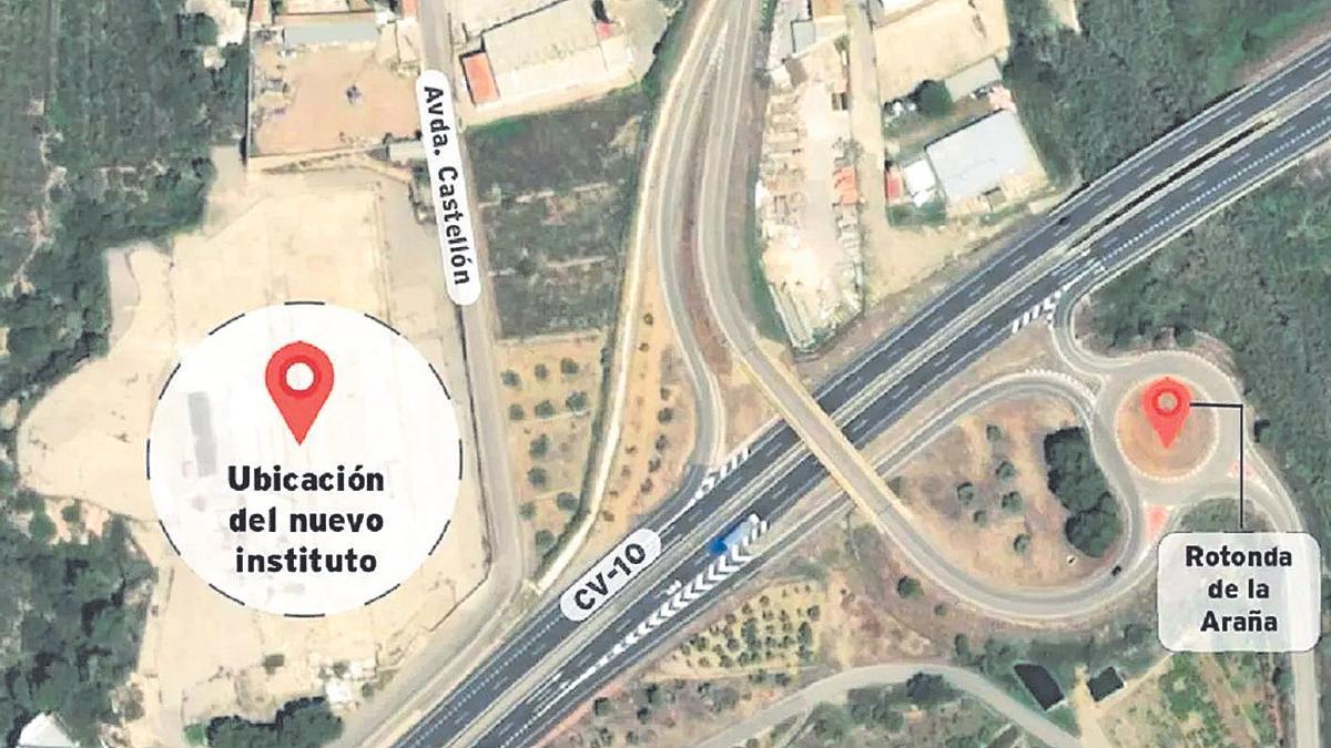 Un gráfico con la ubicación que tendrá el futuro instituto de Borriol.