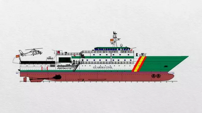 Con helipuerto y más de 75 metros de eslora: así será el nuevo buque insignia de la Guardia Civil que construirá Armón