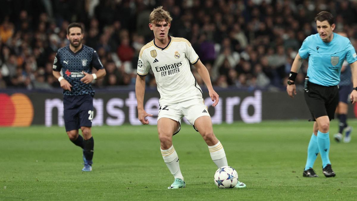 Nico Paz ha debutado en el Real Madrid-Braga de la Champions.