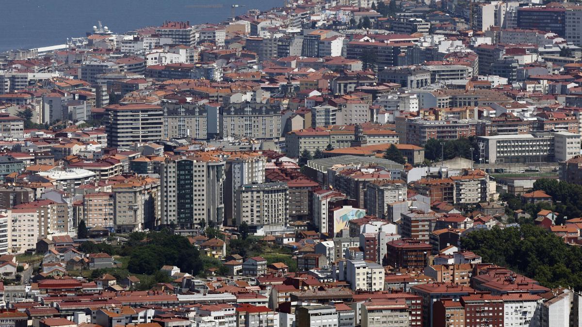 Vista de edificios de la ciudad de Vigo.