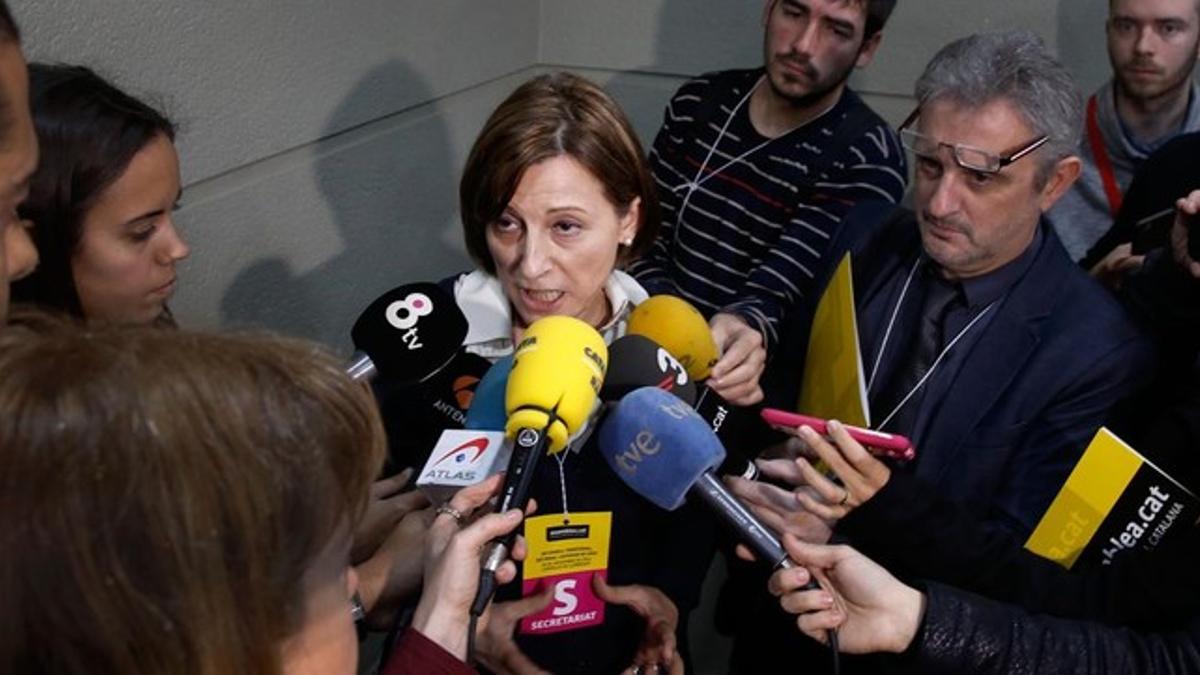 Carme Forcadell, el pasado 29 de noviembre, tras presentar la hoja de ruta de la ANC.