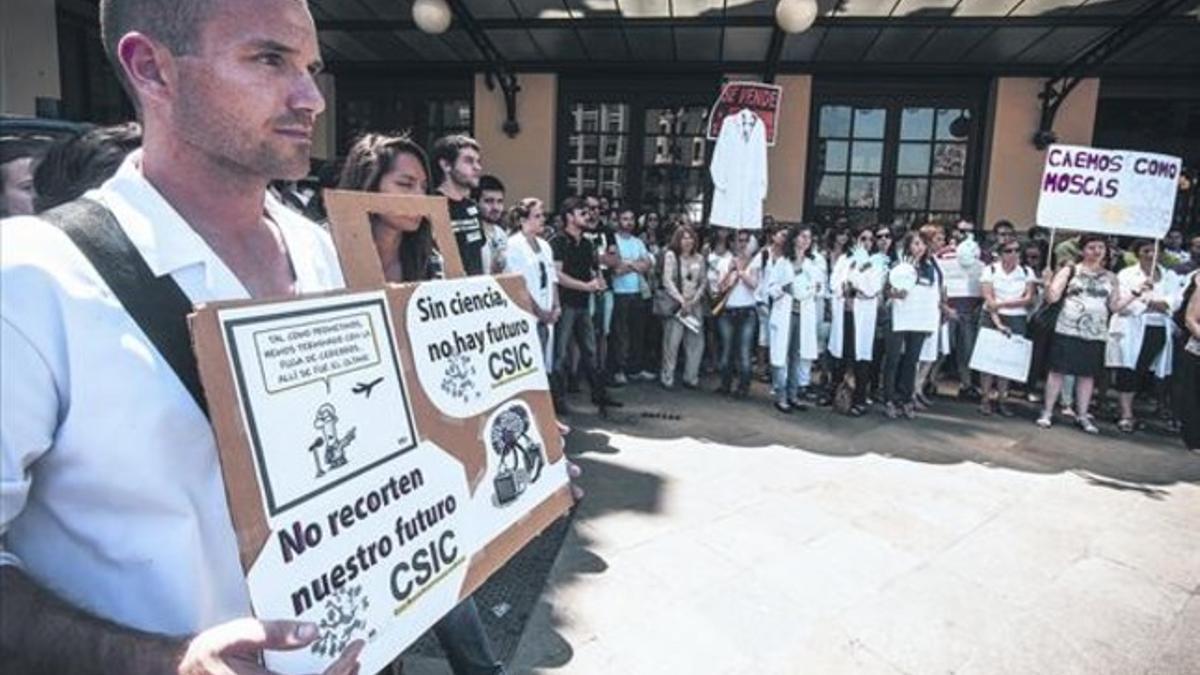 Protesta contra los recortes en la investigación celebrada hace un año en Valencia.