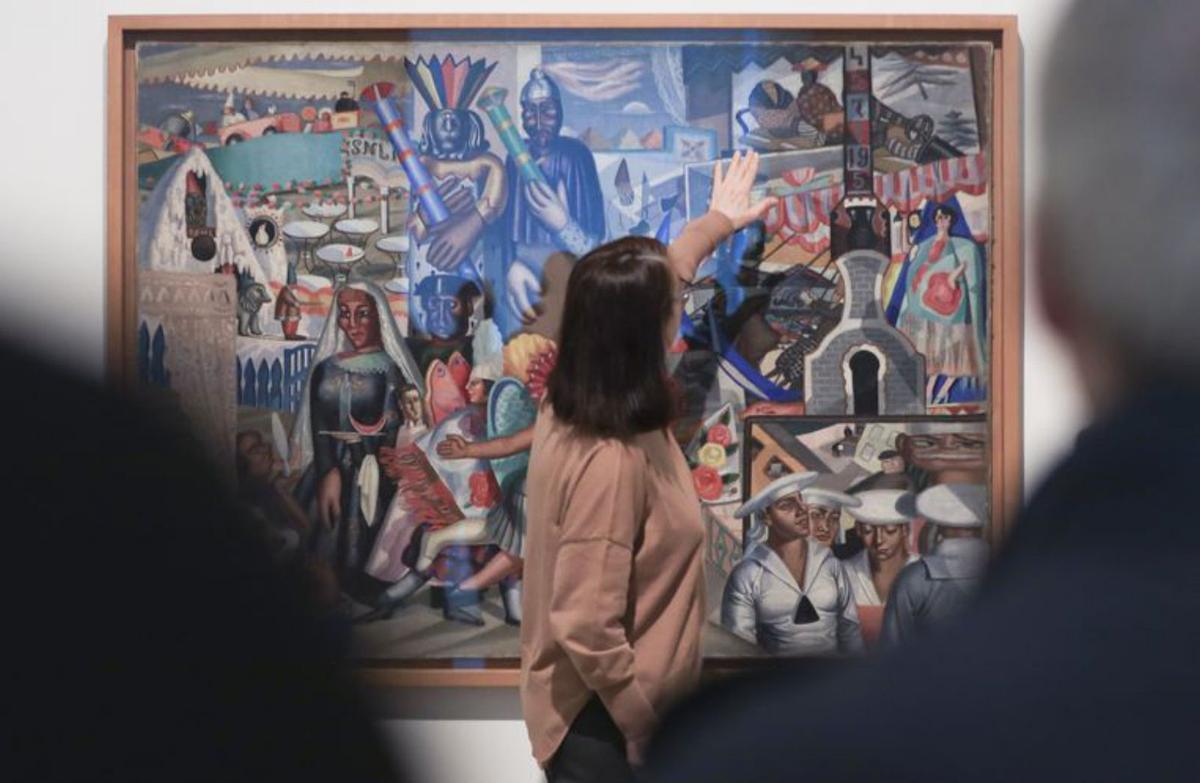 Algunas de las obras y los materiales expuestos en el Centro Botín durante la presentación de la muestra de Maruja Mallo, ayer, en Santander. | BELÉN DE BENITO