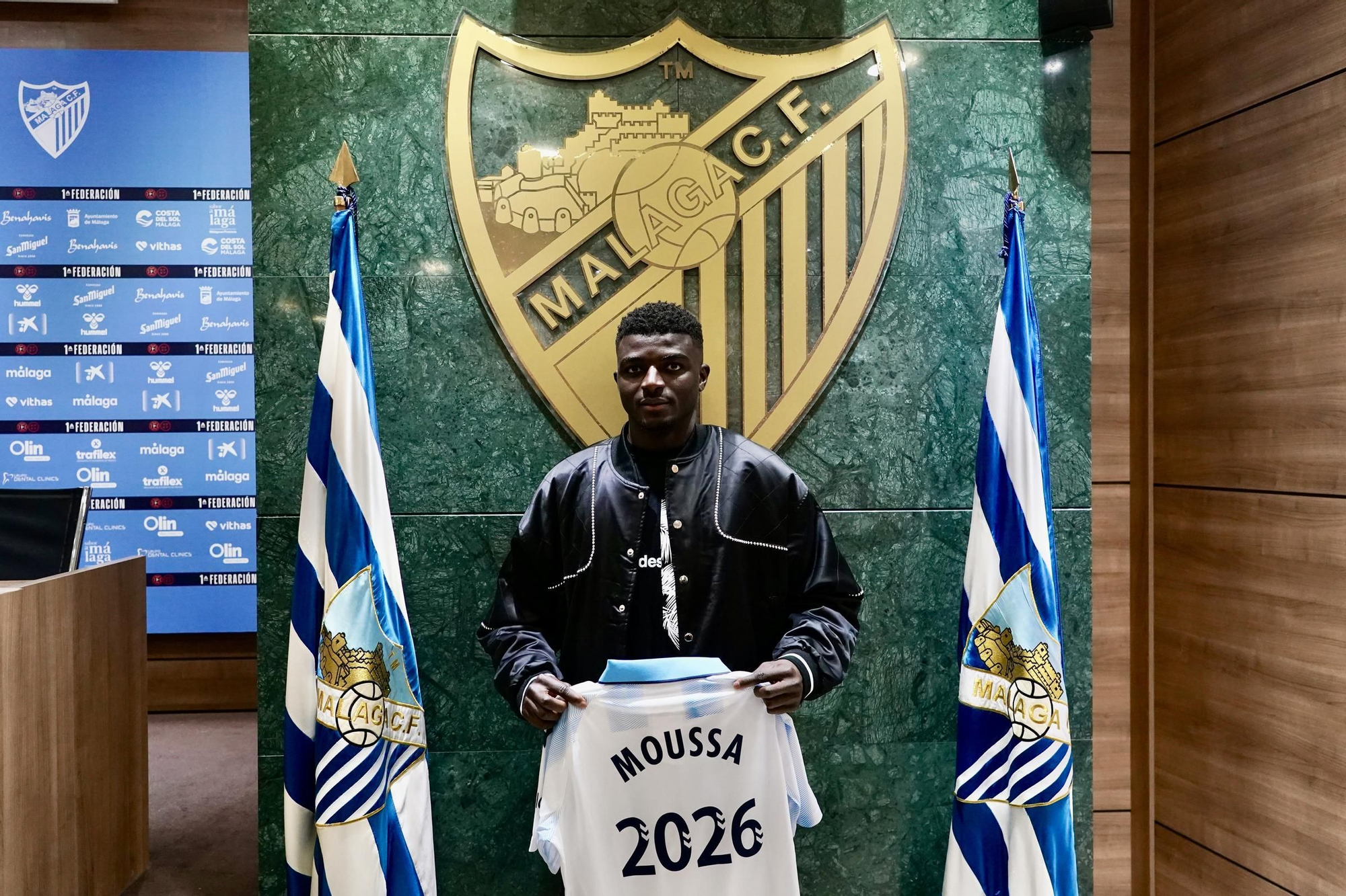 Presentación de Carlos López, Moussa, Murillo, Dani Lorenzo y Haitam, renovados con el Málaga CF
