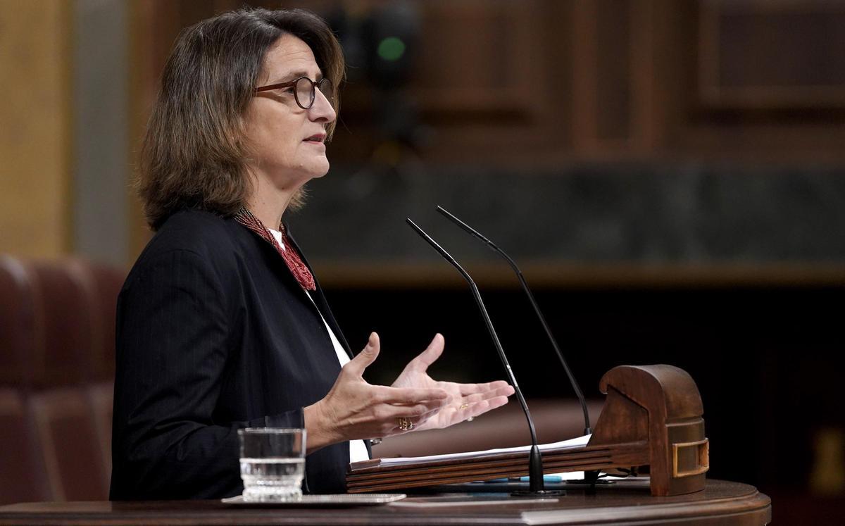 Teresa Ribera durante su comparecencia en el Congreso de los Diputados para informar sobre la DANA.