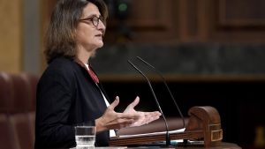 Teresa Ribera durante su comparecencia en el Congreso de los Diputados para informar sobre la DANA.