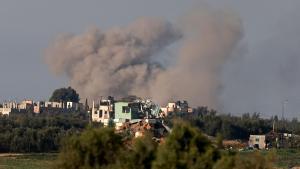 Edificios destruidos en territorio palestino en la frontera de Gaza con Israel.