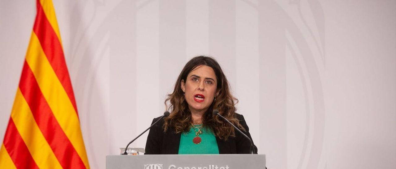 La portavoz del Gobierno catalán, Patricia Plaja, durante una comparecencia pública.