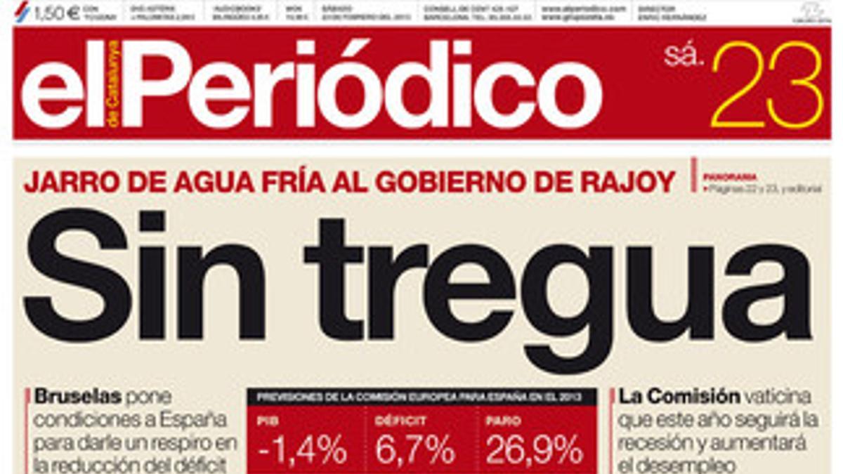 Portada de EL PERIÓDICO del 23 de febrero.