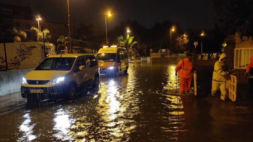 Zona inundada en Burjassot, anoche.