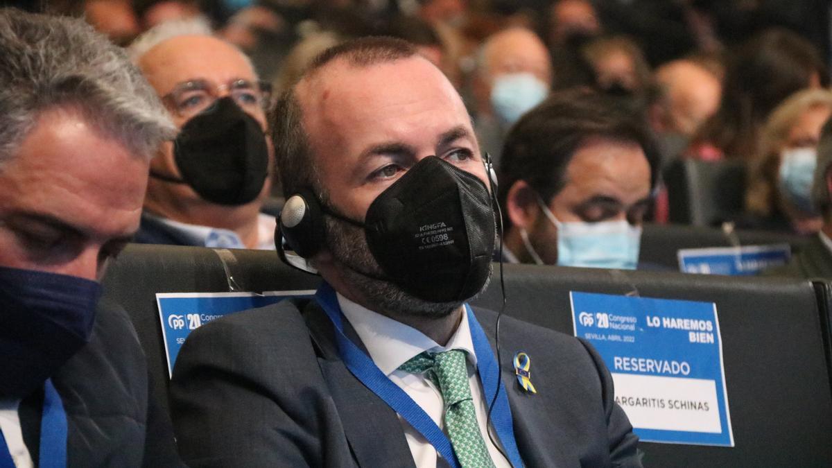 El president del grup del PPE al Parlament Europeu, Manfred Weber, al congrés extraordinari del PP