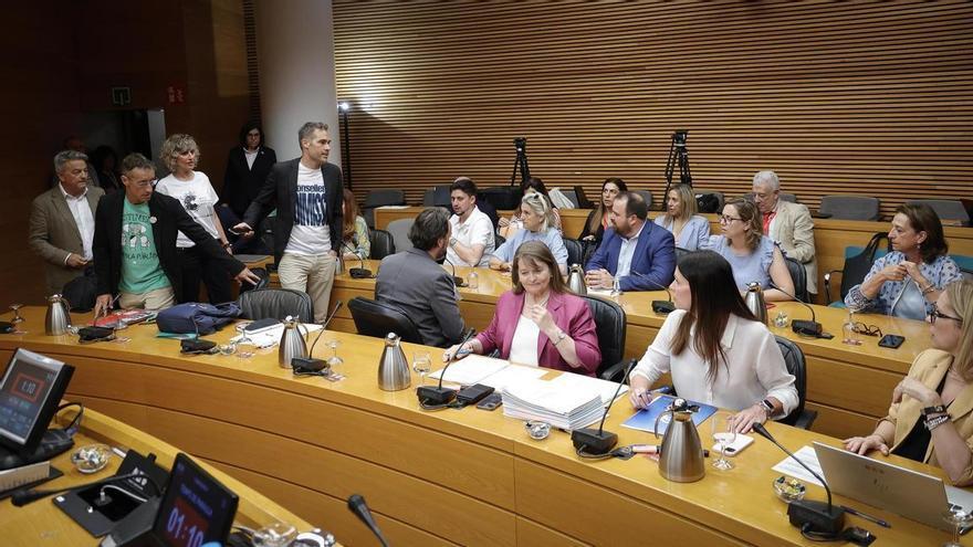 Camisetas y corbatas reivindicativas ante la consellera en las Corts