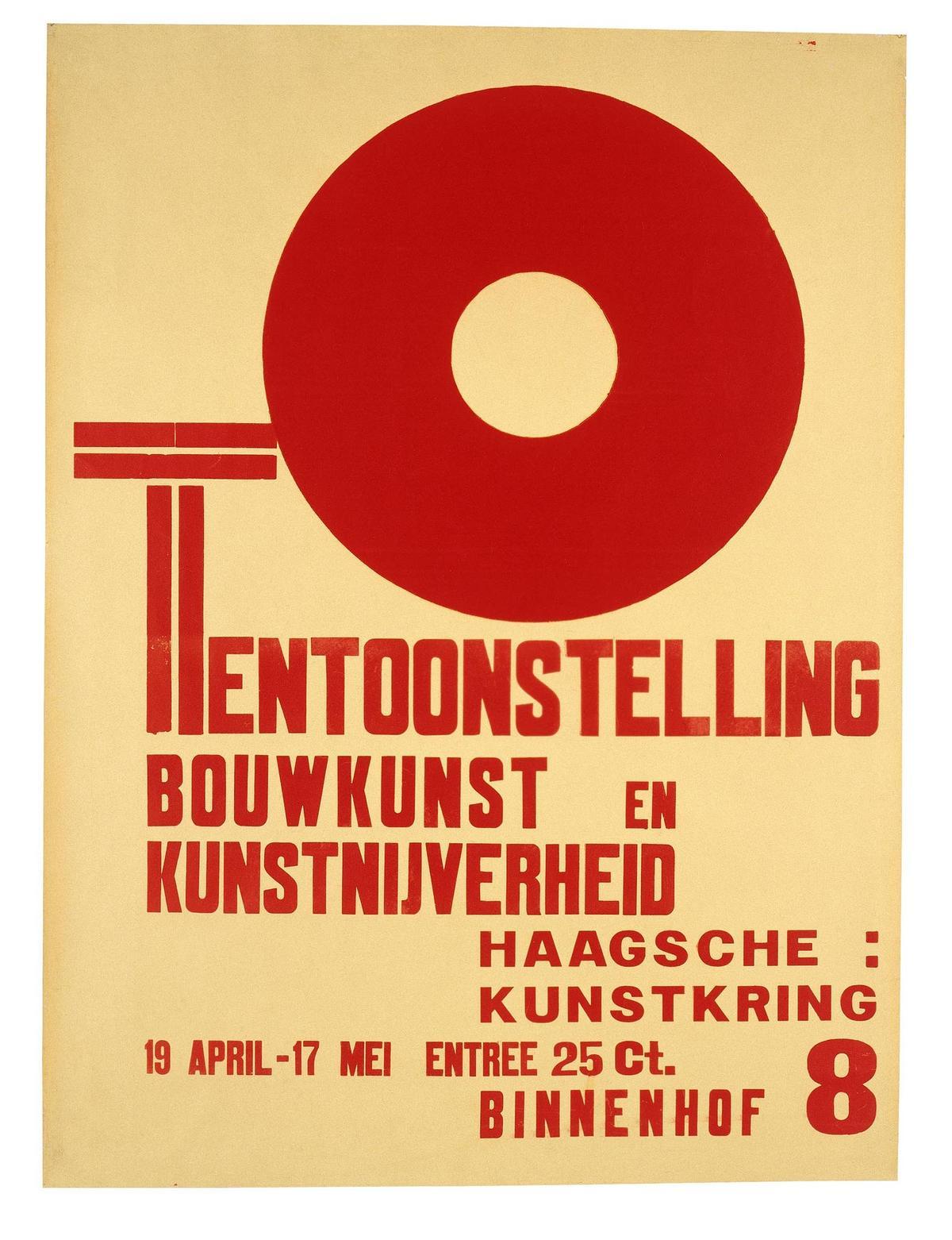 Piet Zwart, Cartel de la exposición Tentoonstelling Bouwkunst en Kunstnijverheid, 1922.